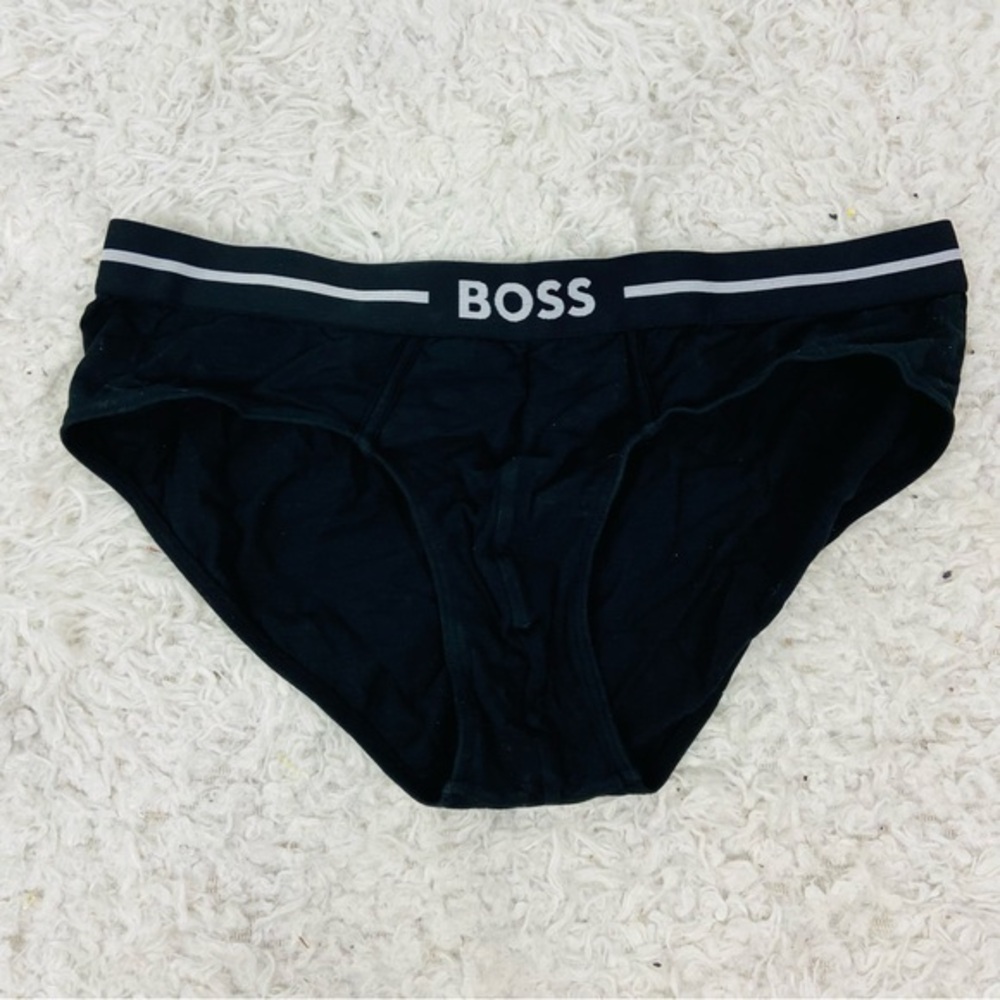 BOSS Men's Dark Briefs with Logo Waistband size large